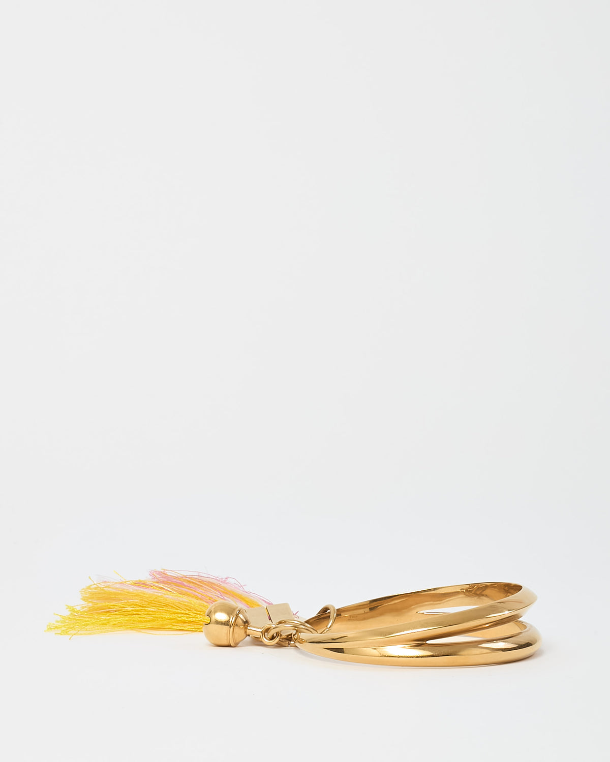 Chloé Gold Brass Fringe Tassel Bangle Bracelet - S/M