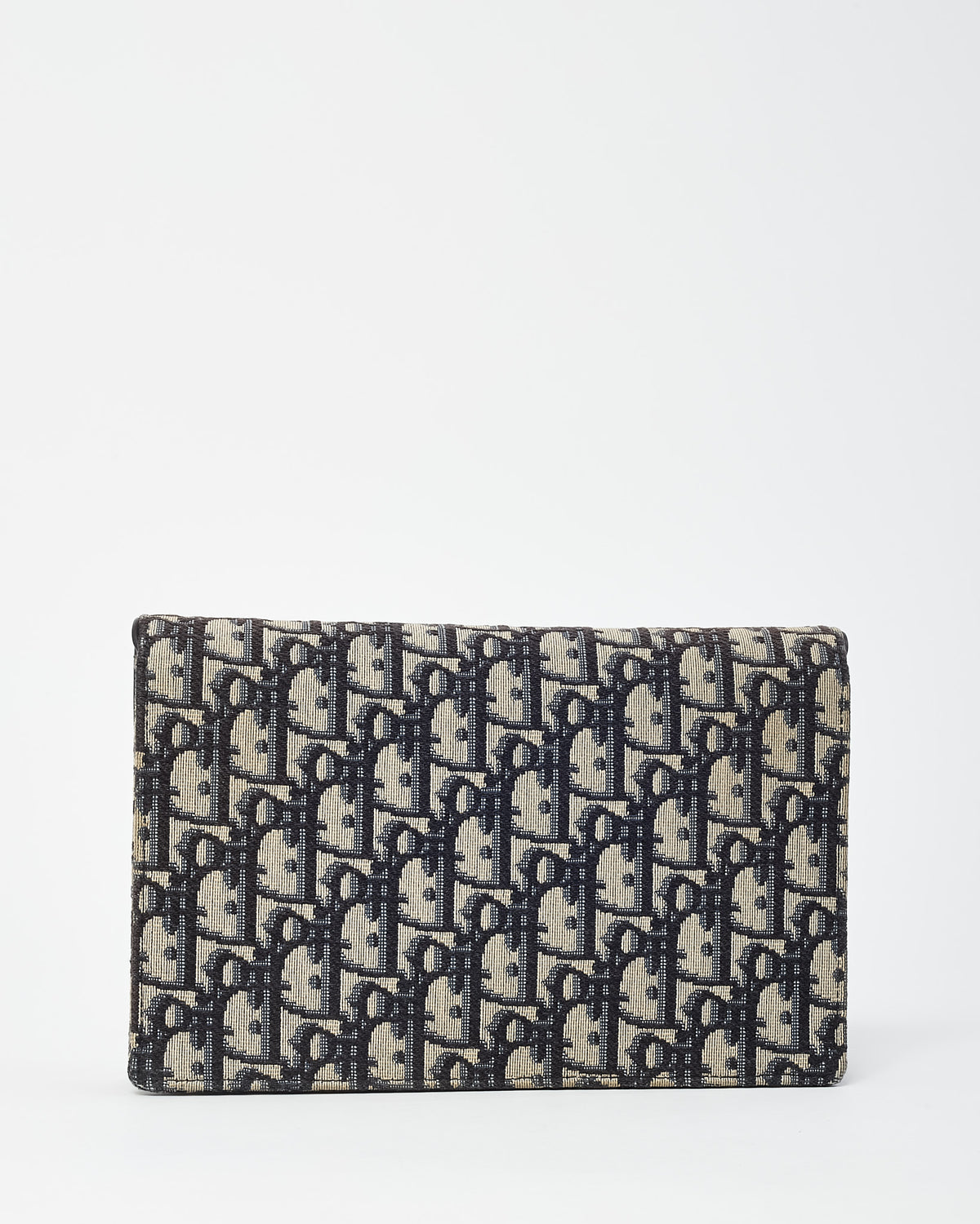 Dior Navy Oblique Canvas Medium Saddle Wallet on Chain WOC Crossbody Bag