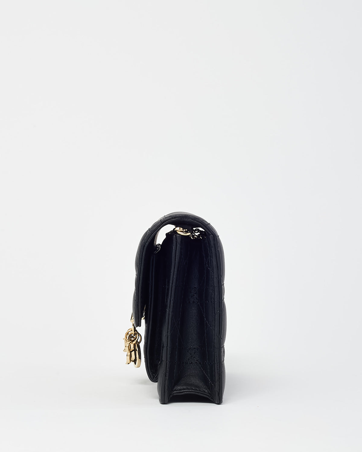 Dior Black Cannage Lambskin Leather My Dior Daily Pouch with Chain Crossbody Bag