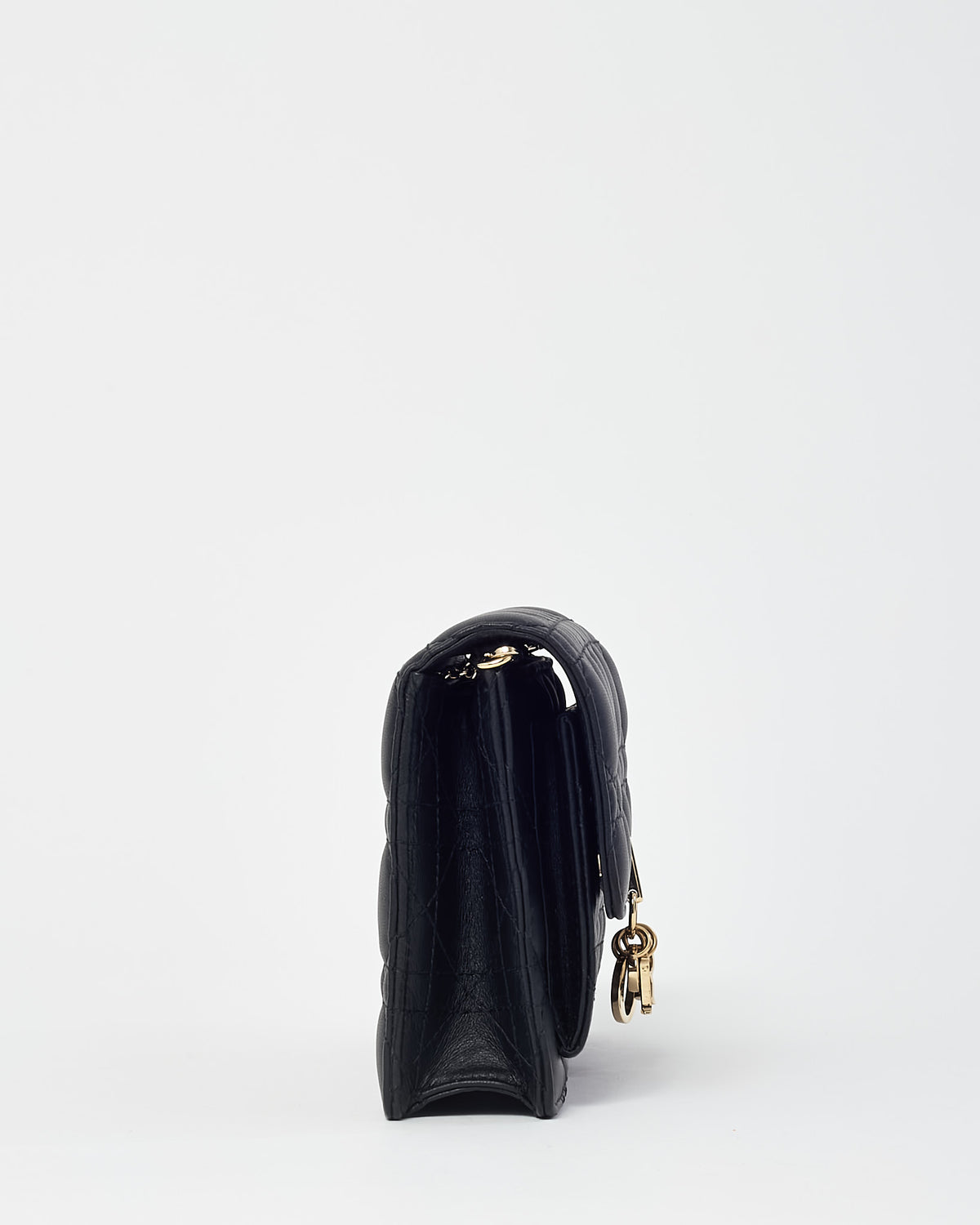 Dior Black Cannage Lambskin Leather My Dior Daily Pouch with Chain Crossbody Bag