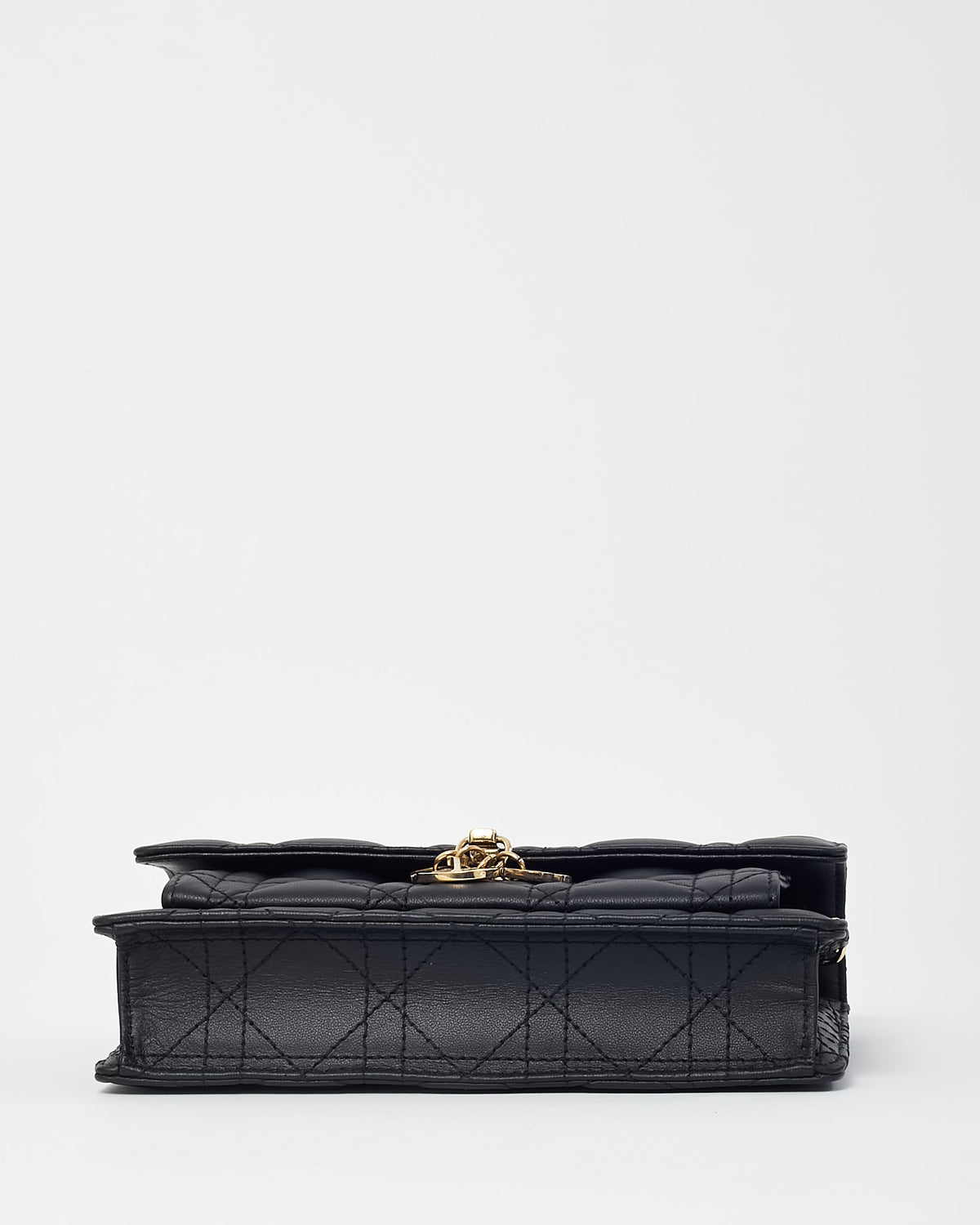 Dior Black Cannage Lambskin Leather My Dior Daily Pouch with Chain Crossbody Bag