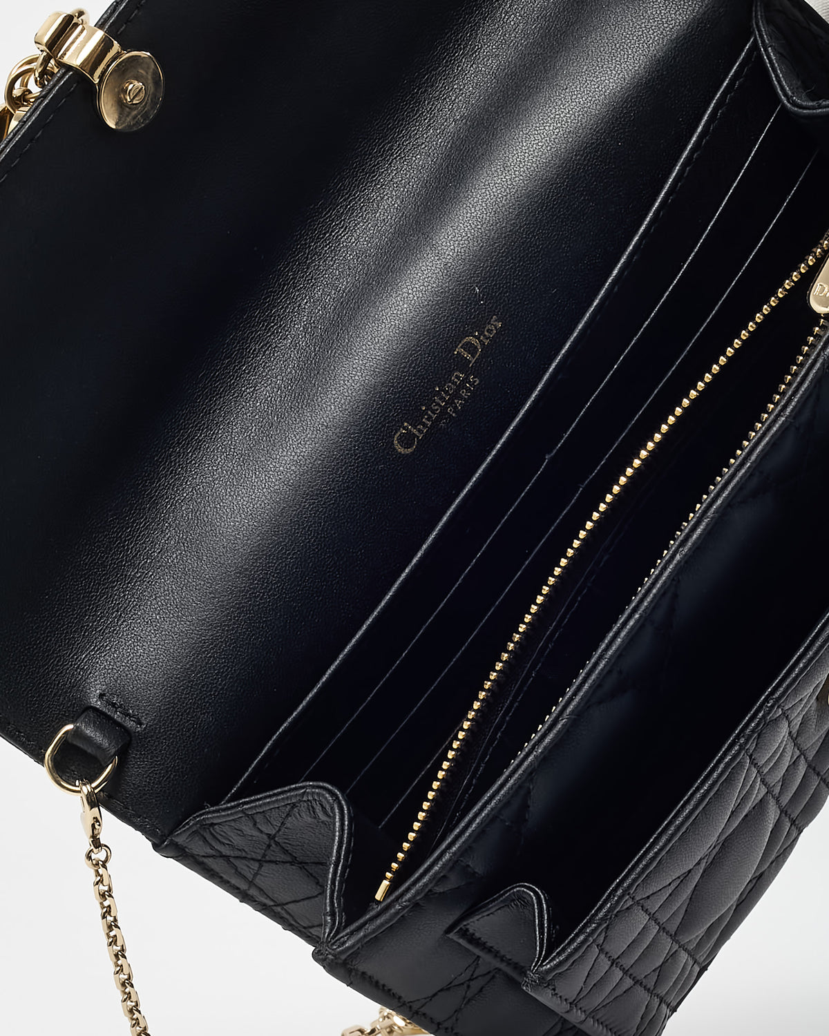 Dior Black Cannage Lambskin Leather My Dior Daily Pouch with Chain Crossbody Bag