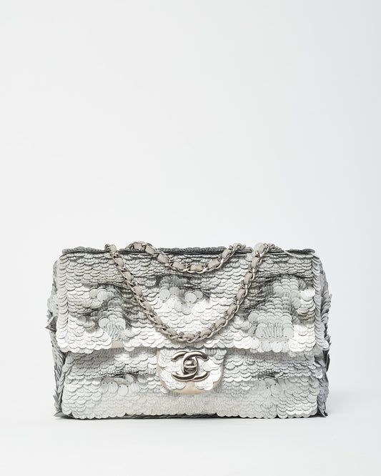 Chanel Silver Sequin Paillette Mini Flap Bag SHW
