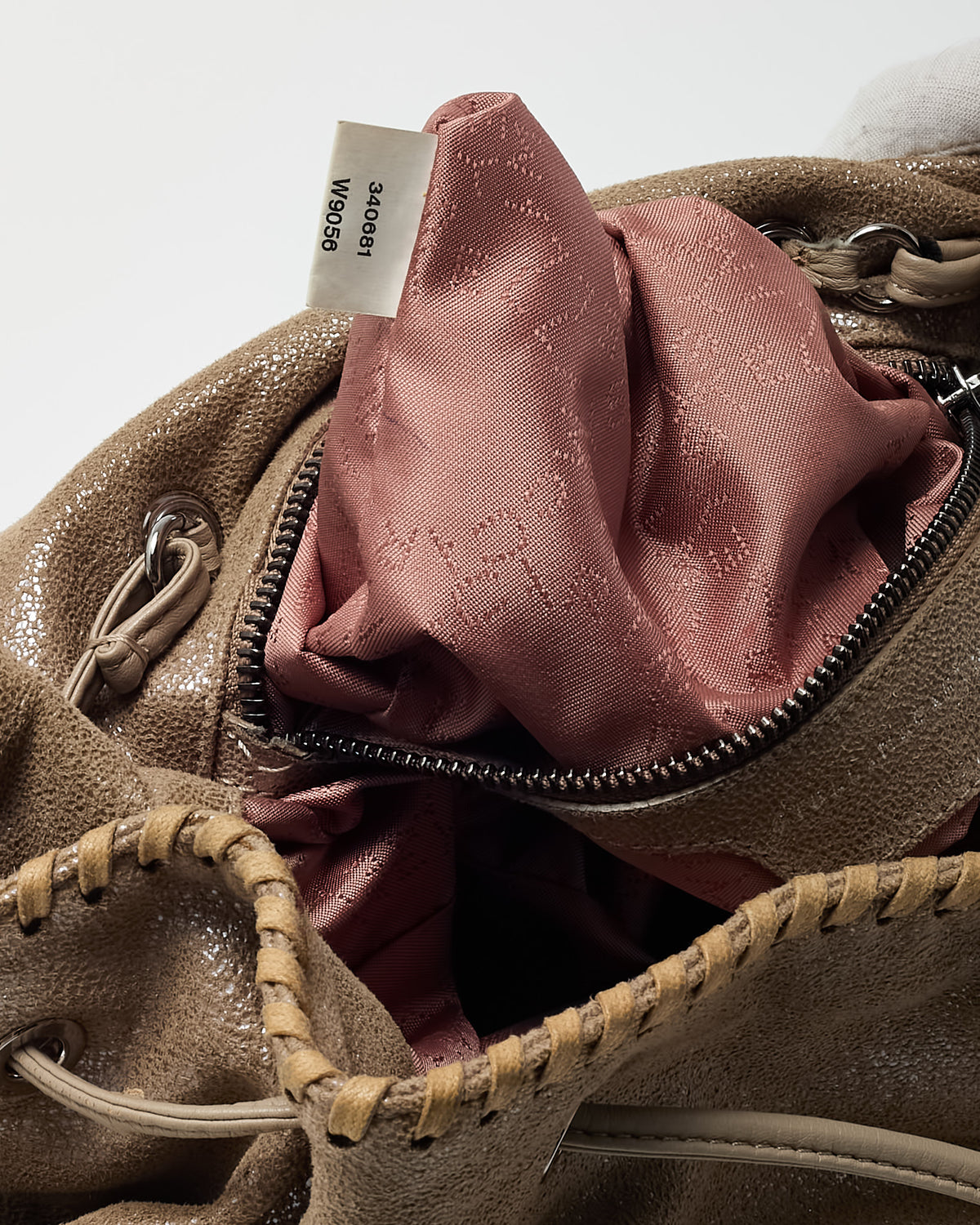 Stella McCartney Brown Vegan Suede Falabella Drawstring Backpack