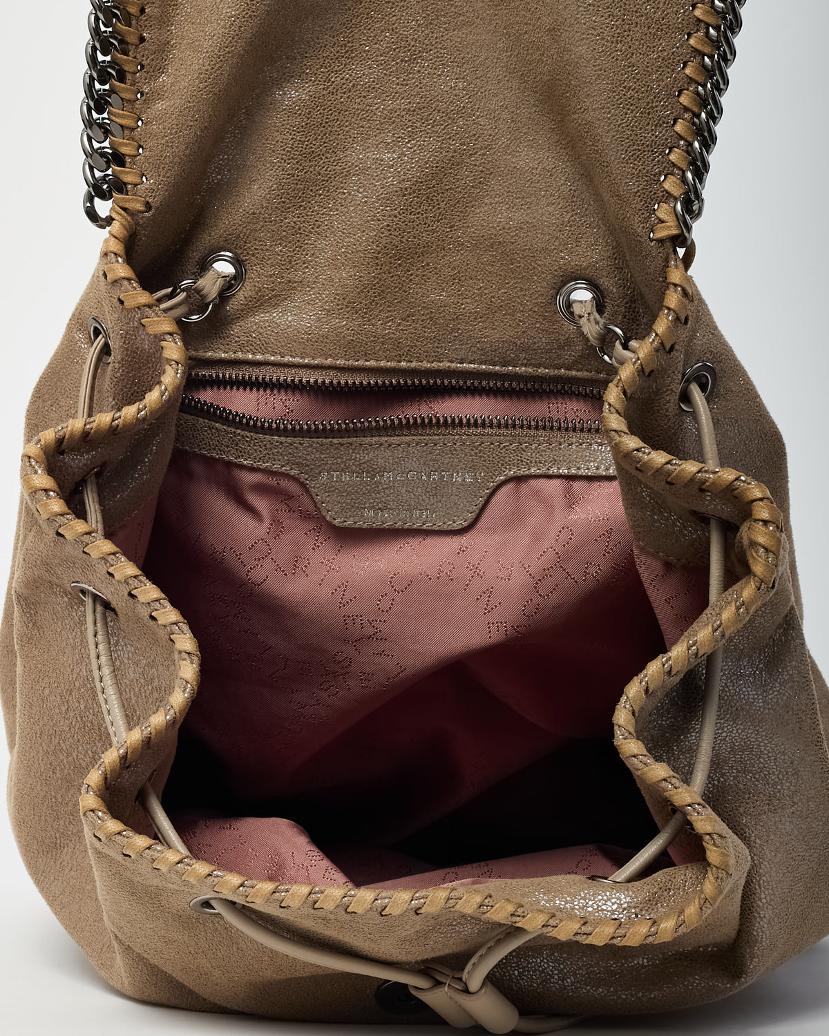 Stella McCartney Brown Vegan Suede Falabella Drawstring Backpack