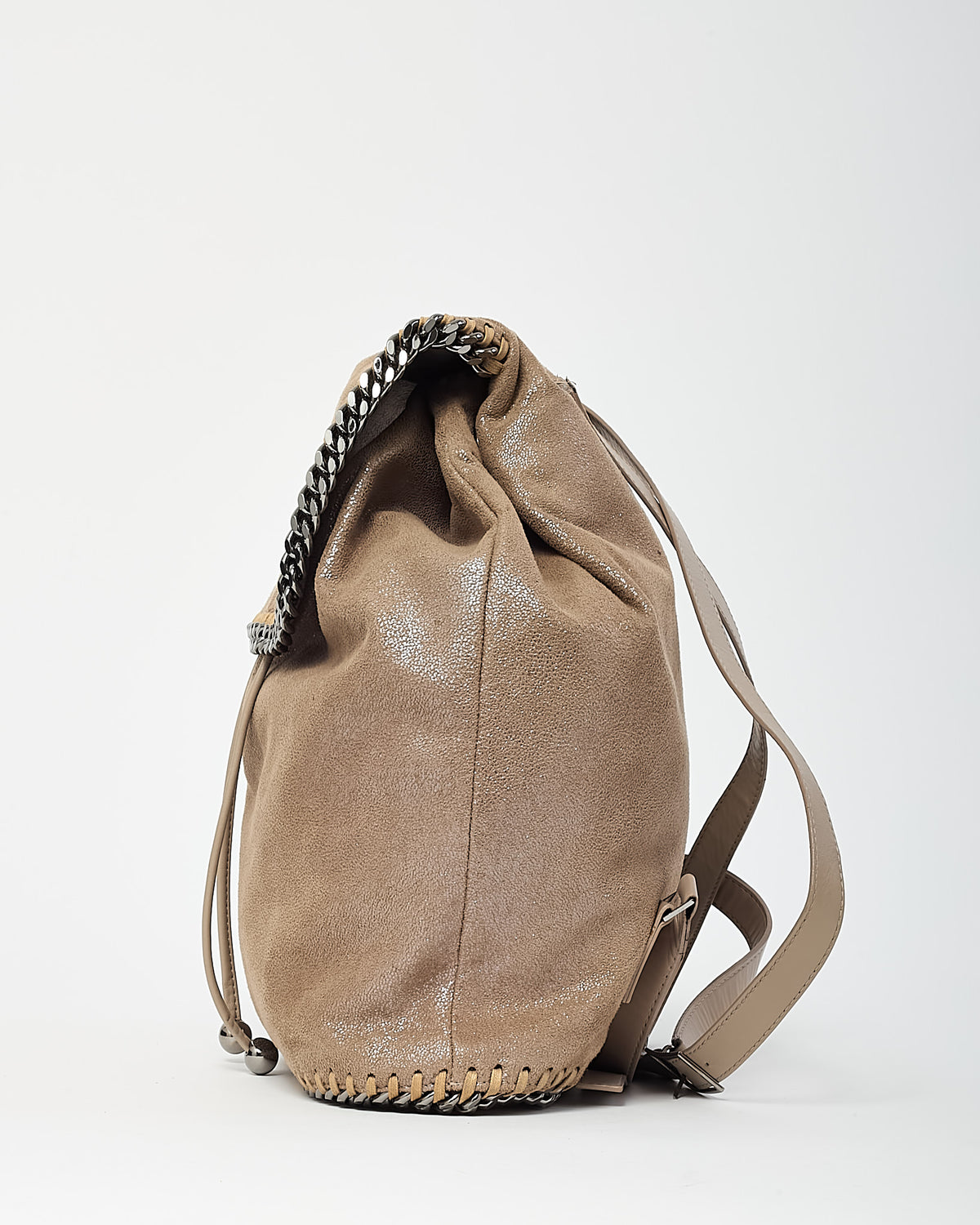 Stella McCartney Brown Vegan Suede Falabella Drawstring Backpack