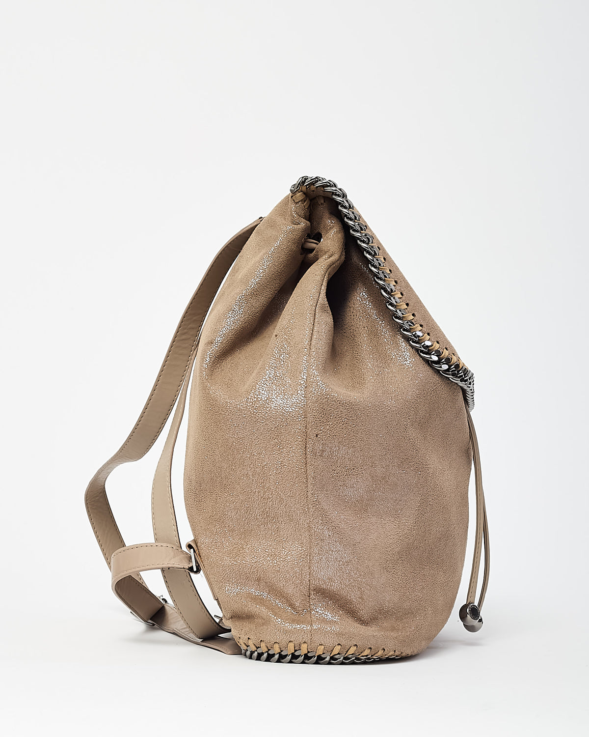Stella McCartney Brown Vegan Suede Falabella Drawstring Backpack