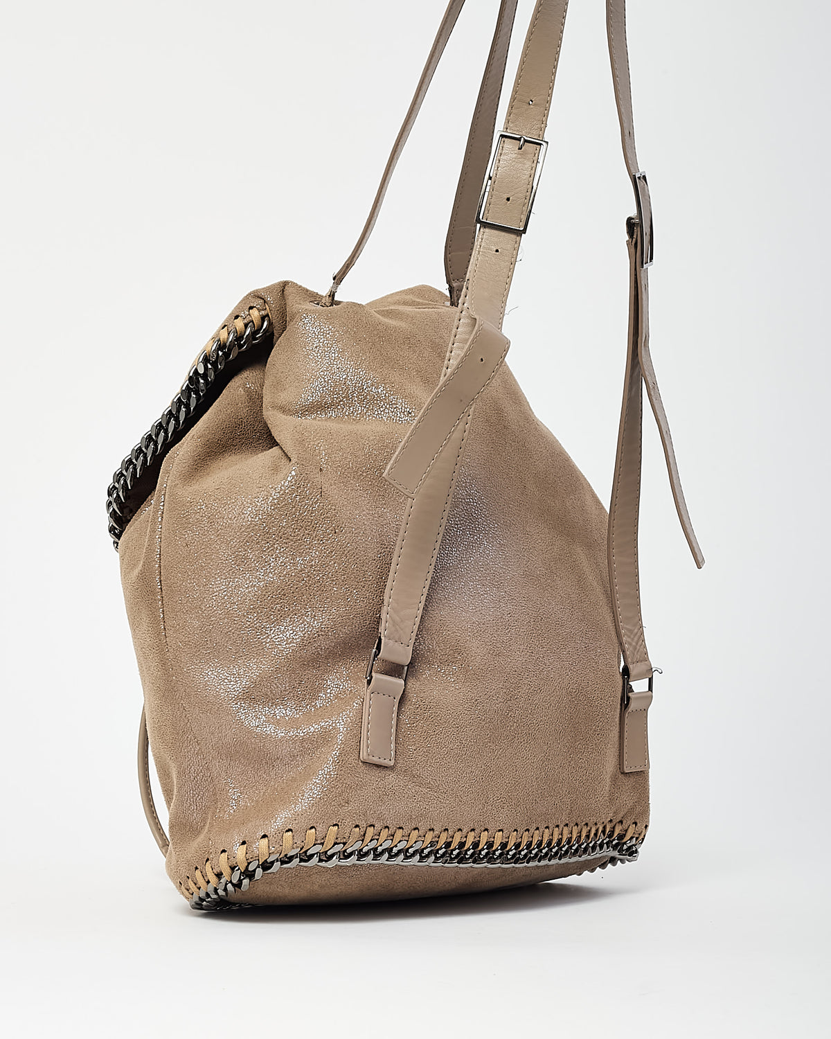 Stella McCartney Brown Vegan Suede Falabella Drawstring Backpack