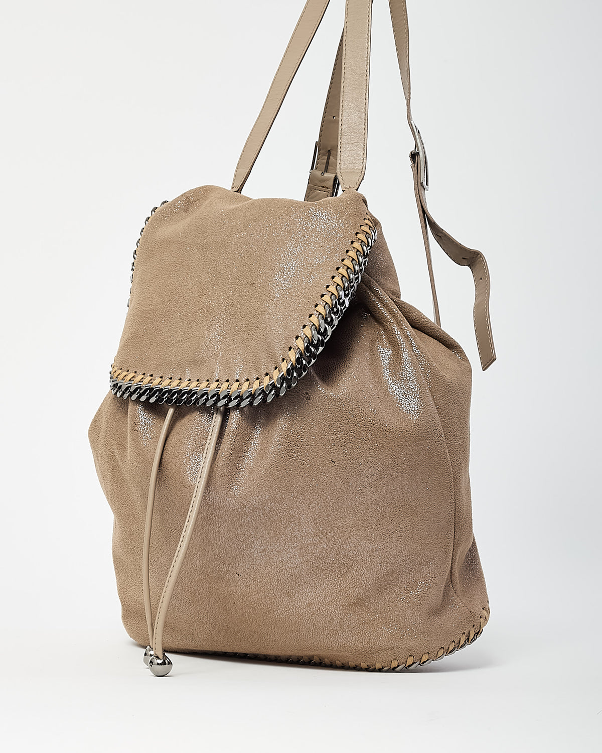 Stella McCartney Brown Vegan Suede Falabella Drawstring Backpack