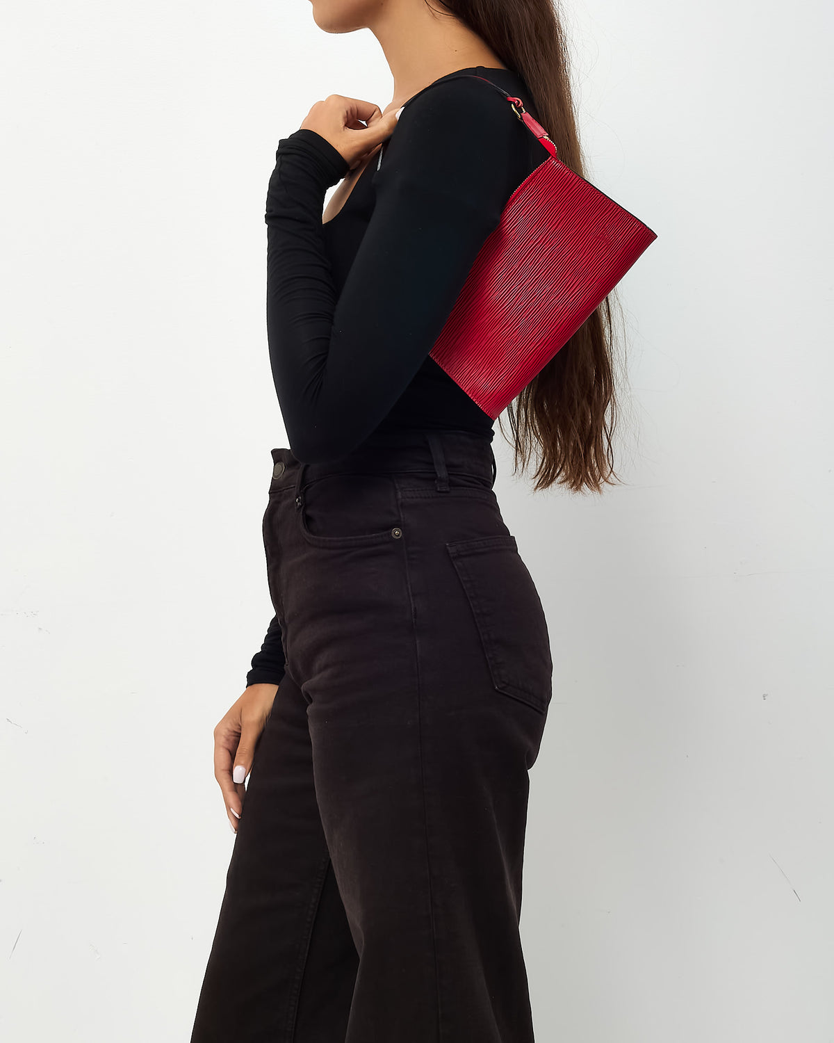 Louis Vuitton Red Epi Leather Pochette Bag