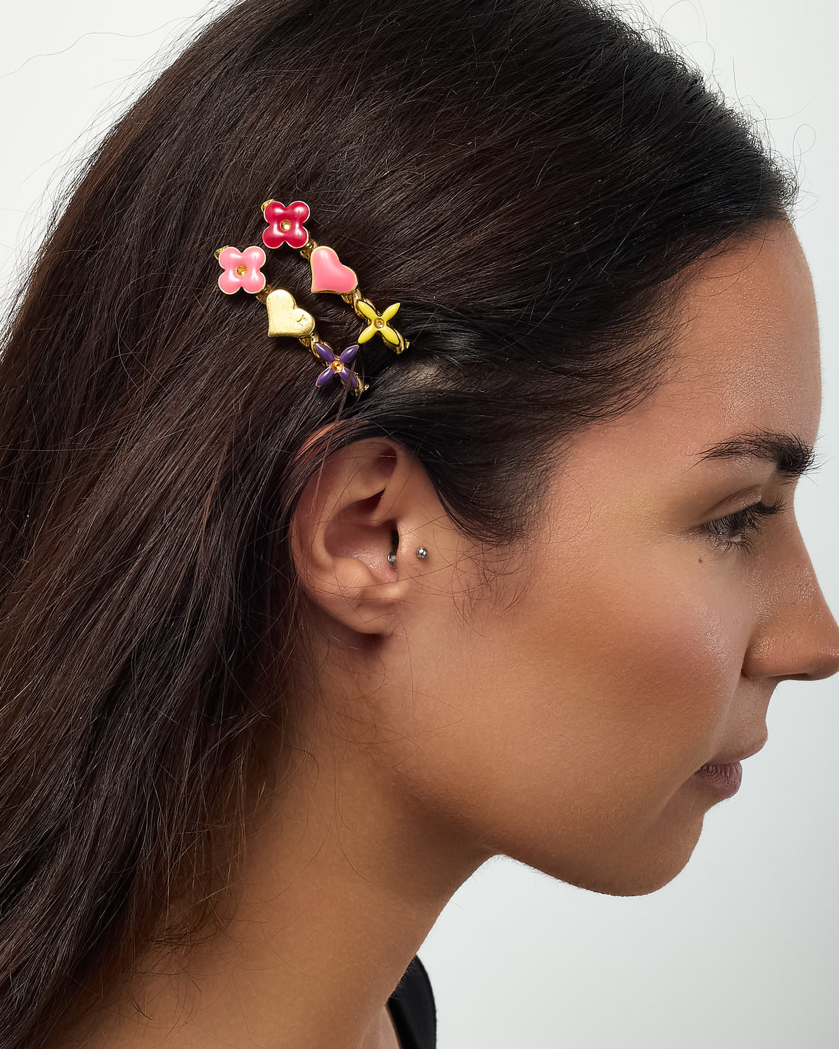 Louis Vuitton Gold Metal & Multicolor Resin Sweet Barrettes