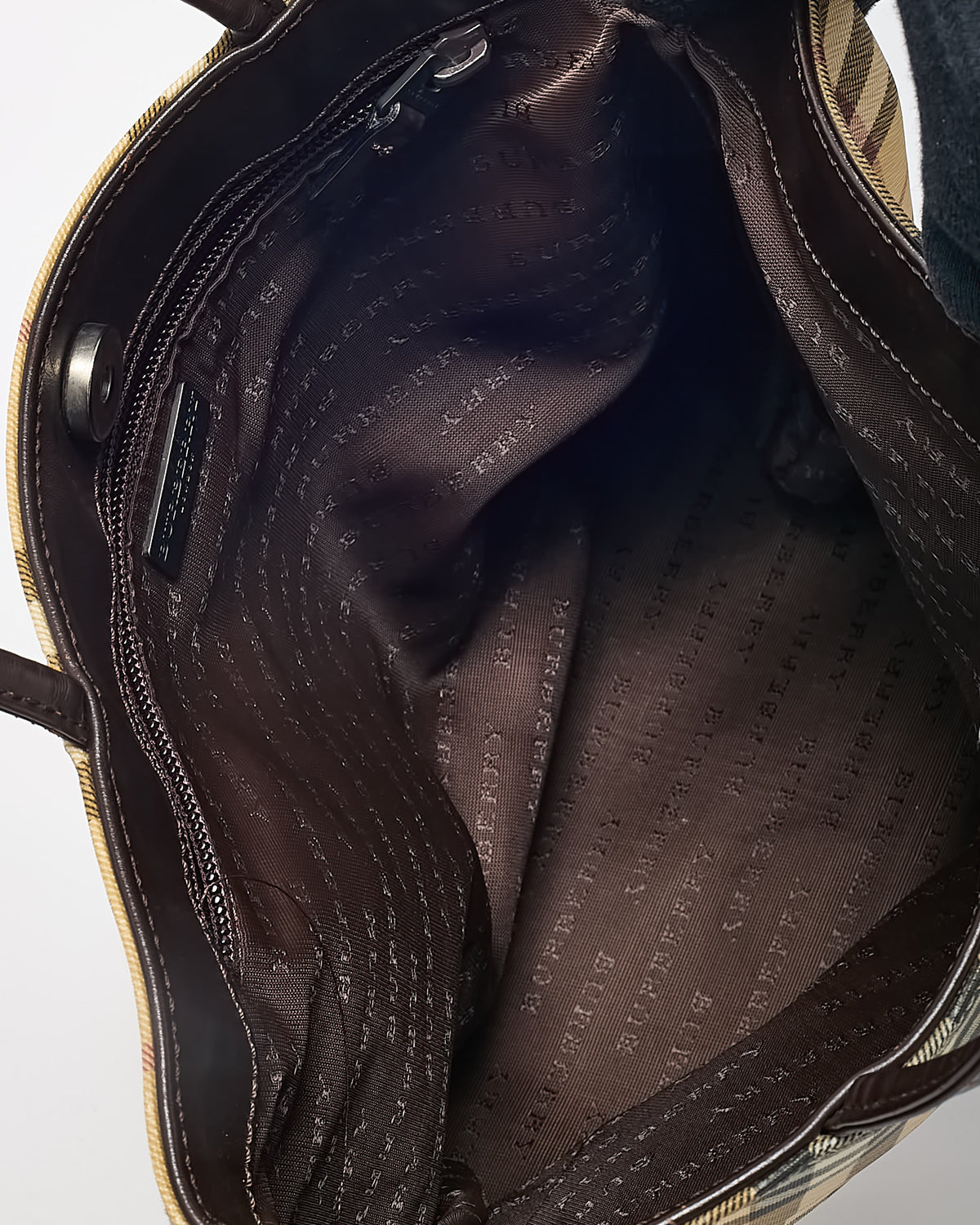 Burberry Vintage Beige Nova Check Coated Canvas Top Handle Tote Bag