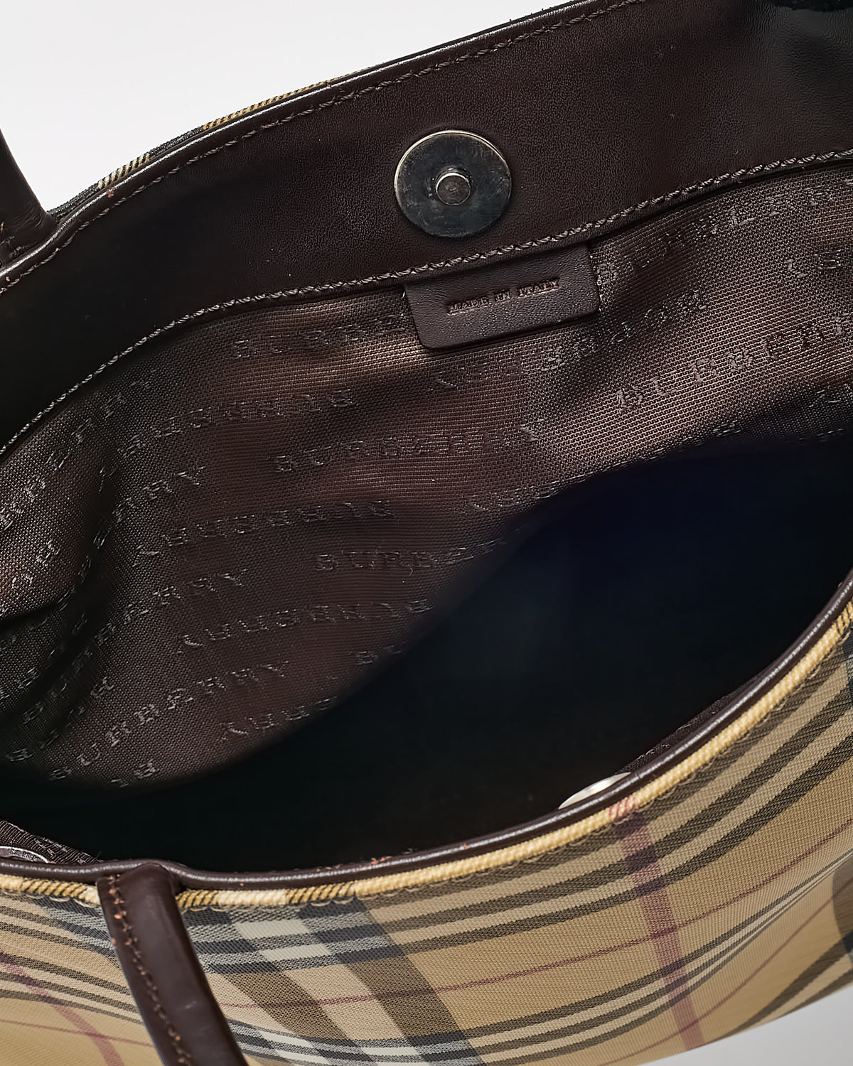 Burberry Vintage Beige Nova Check Coated Canvas Top Handle Tote Bag
