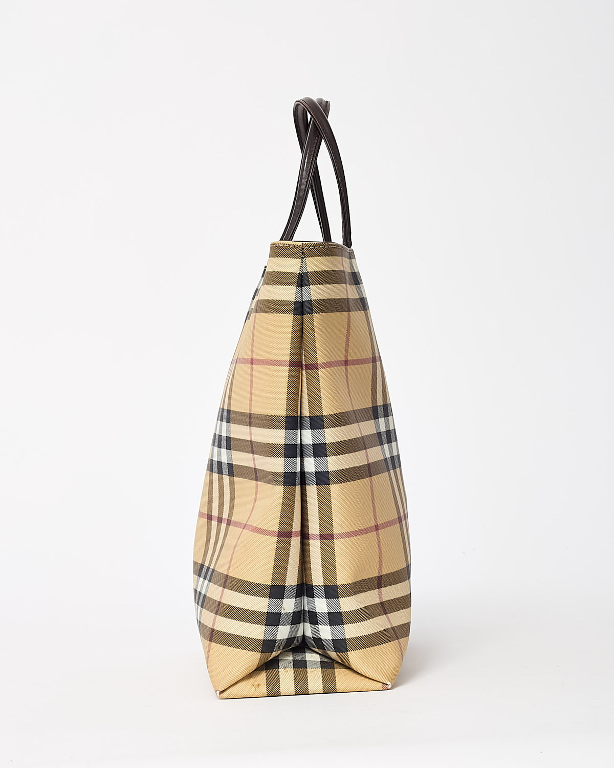 Burberry Vintage Beige Nova Check Coated Canvas Top Handle Tote Bag