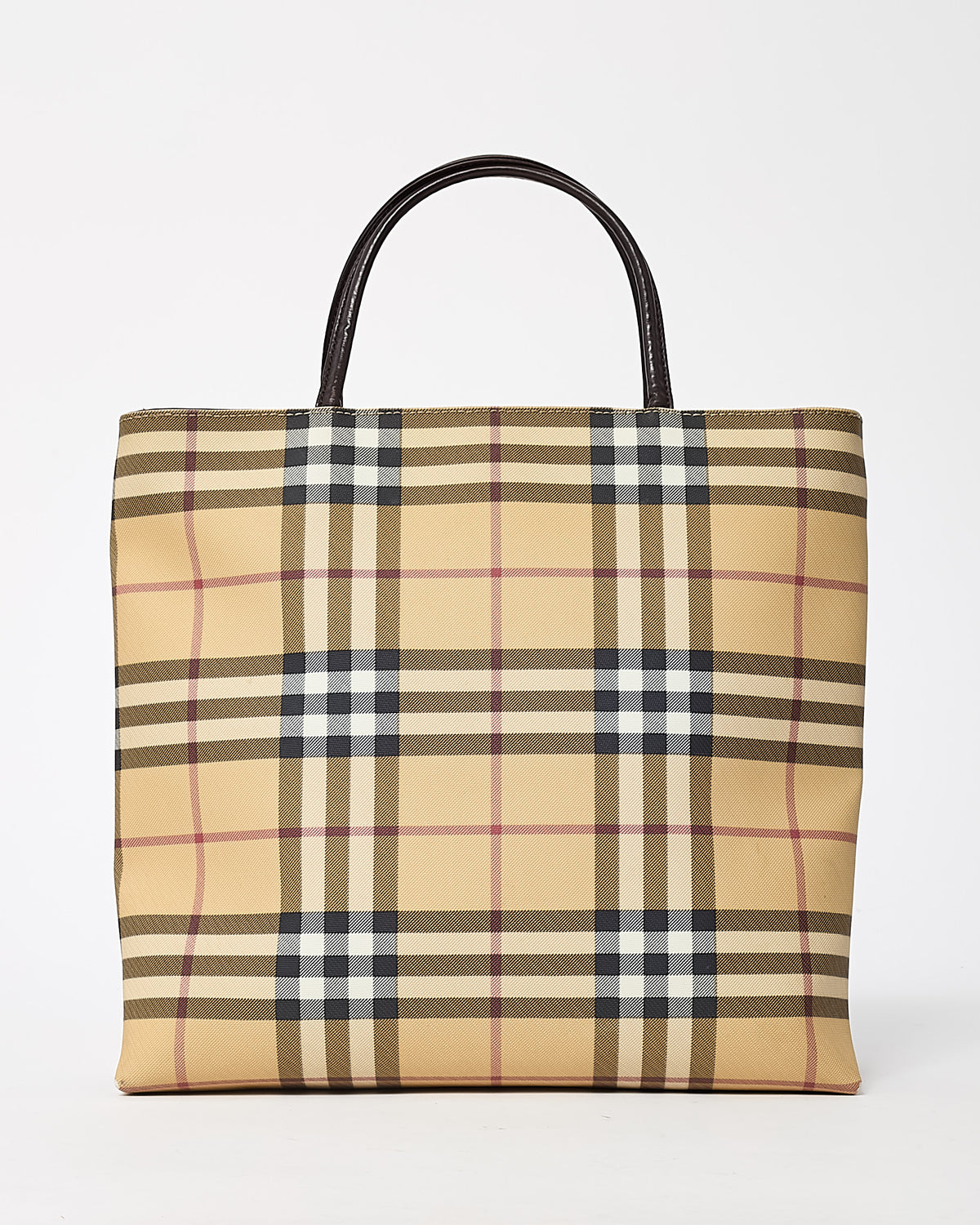 Burberry Vintage Beige Nova Check Coated Canvas Top Handle Tote Bag