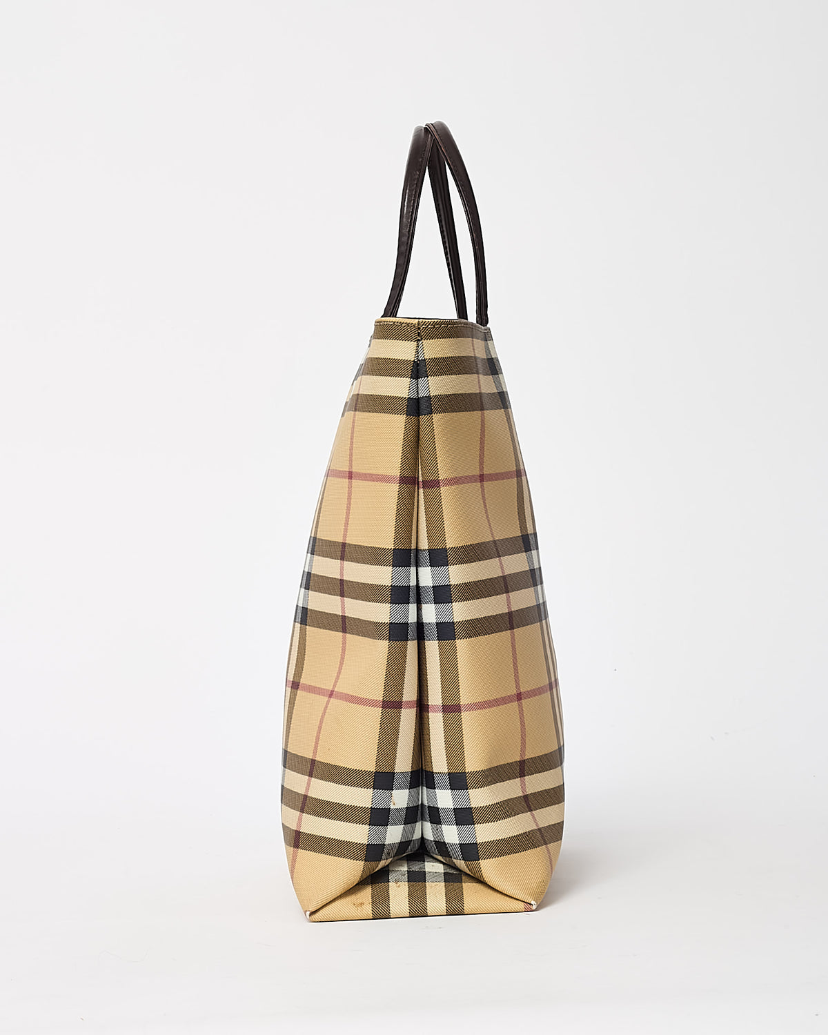 Burberry Vintage Beige Nova Check Coated Canvas Top Handle Tote Bag