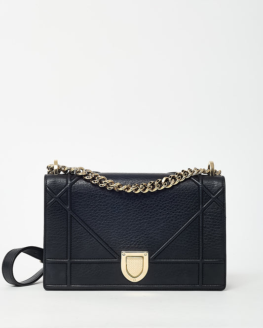 Dior Black Grained Calfskin Medium Diorama Flap Shoulder Bag