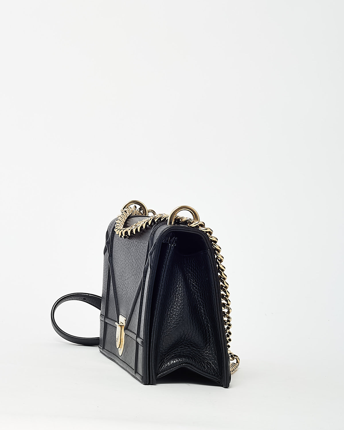 Dior Black Grained Calfskin Medium Diorama Flap Shoulder Bag