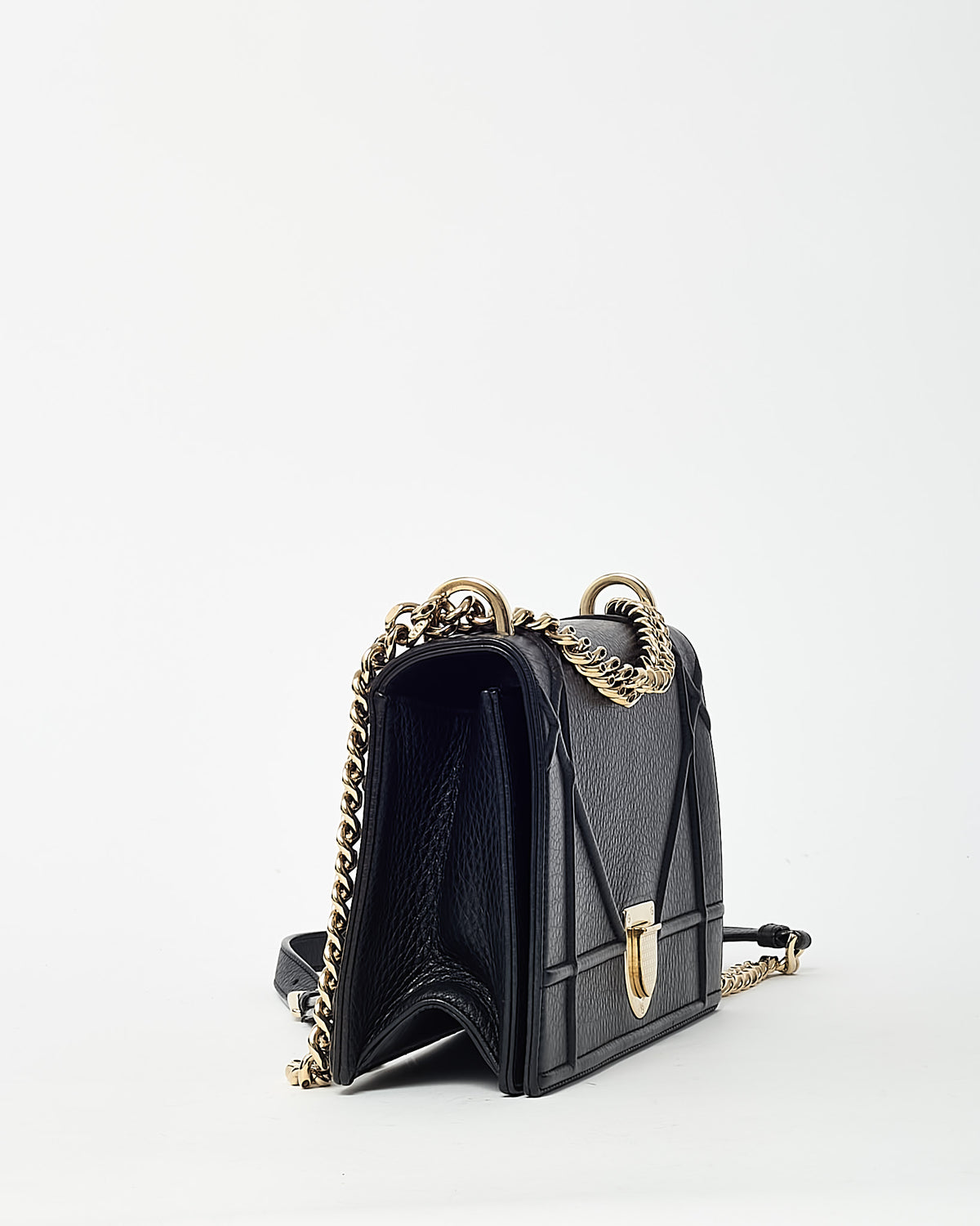 Dior Black Grained Calfskin Medium Diorama Flap Shoulder Bag