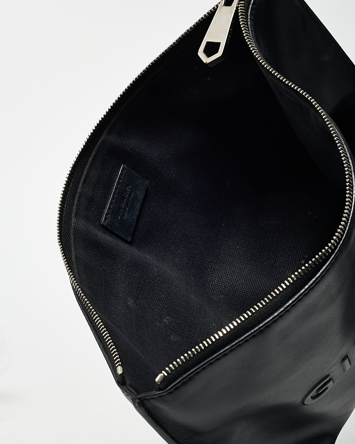 Givenchy Black Leather Logo Zip Pouch Clutch