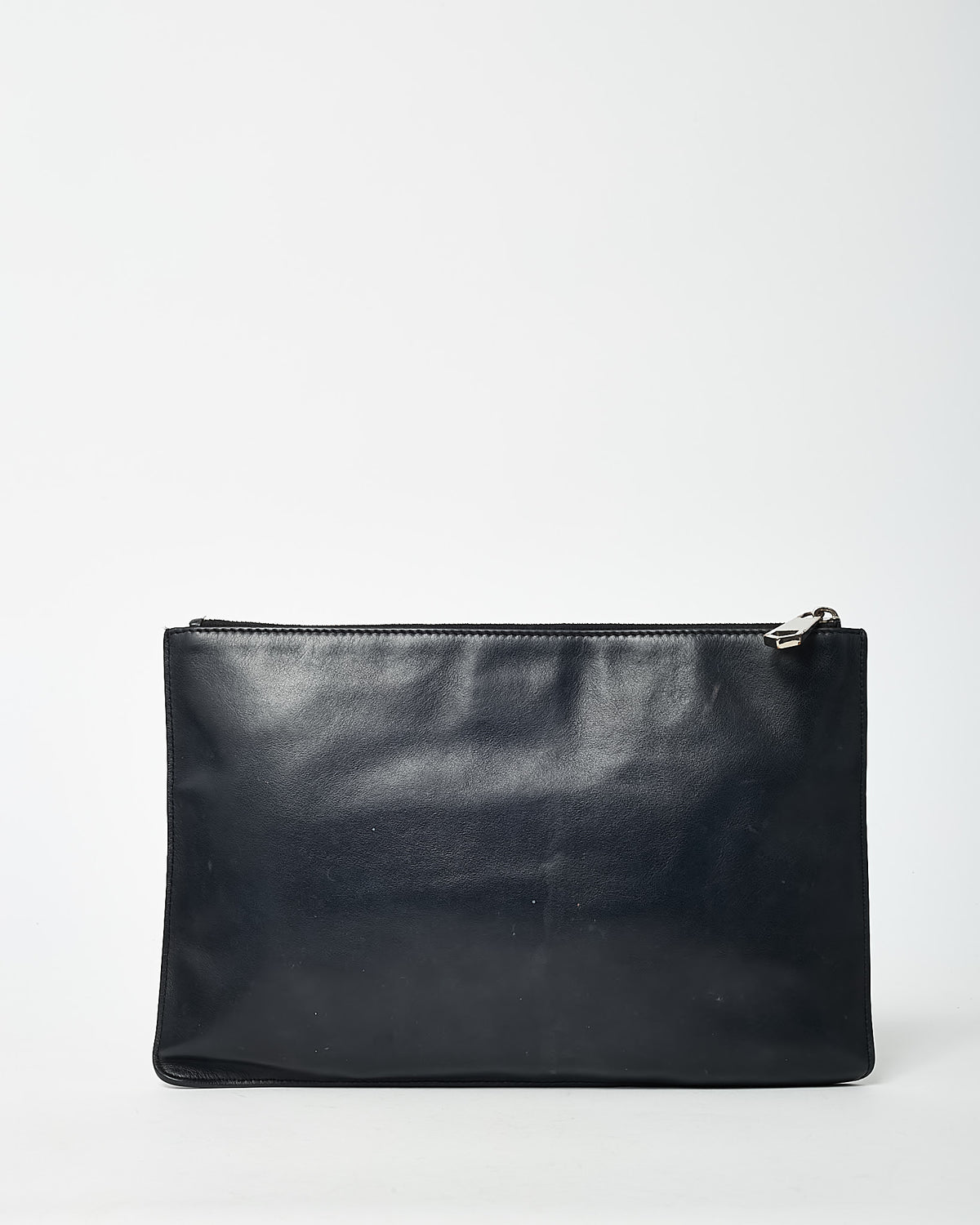 Givenchy Black Leather Logo Zip Pouch Clutch