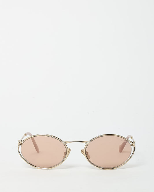 Miu Miu Pale Gold SMU 52Y Logo Oval Sunglasses