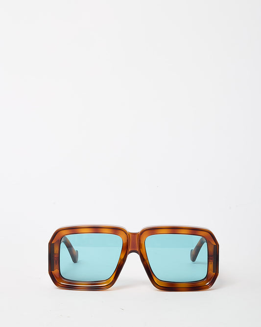 Loewe Brown Tortoise and Blue Lens Paula's Ibiza Dive in Mask Oversize Sunglasses LW40064U