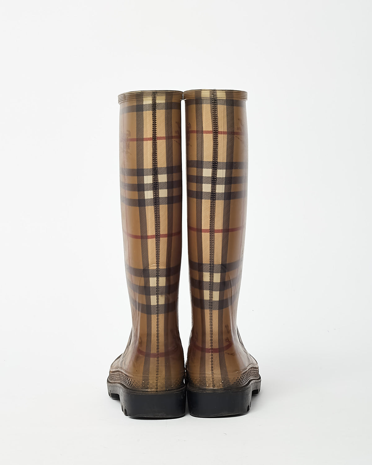 Burberry Beige Haymarket Check Rubber Rain Boots - 37