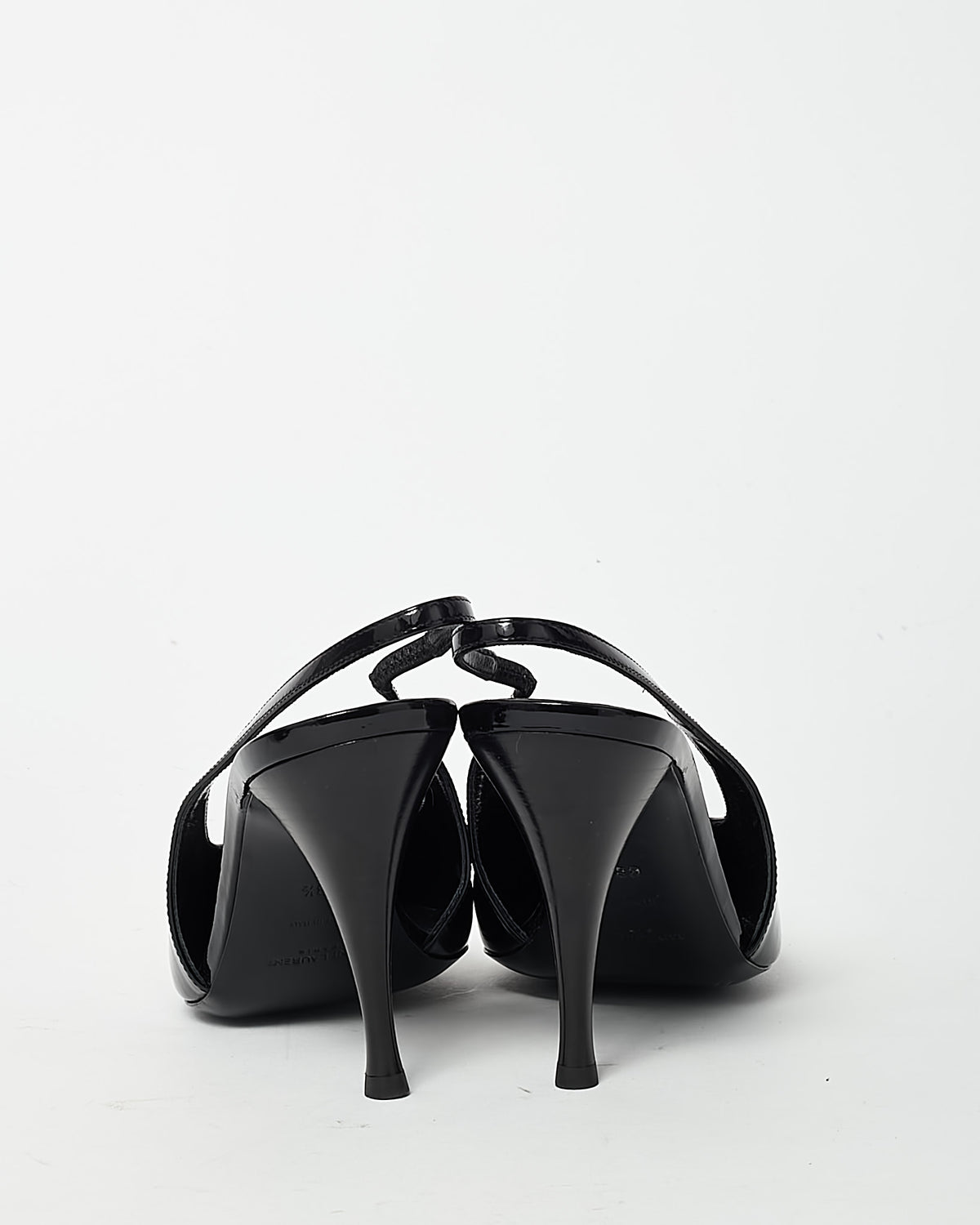 Saint Laurent Black Patent Leather Pointed Toe Slingback Pumps - 38.5