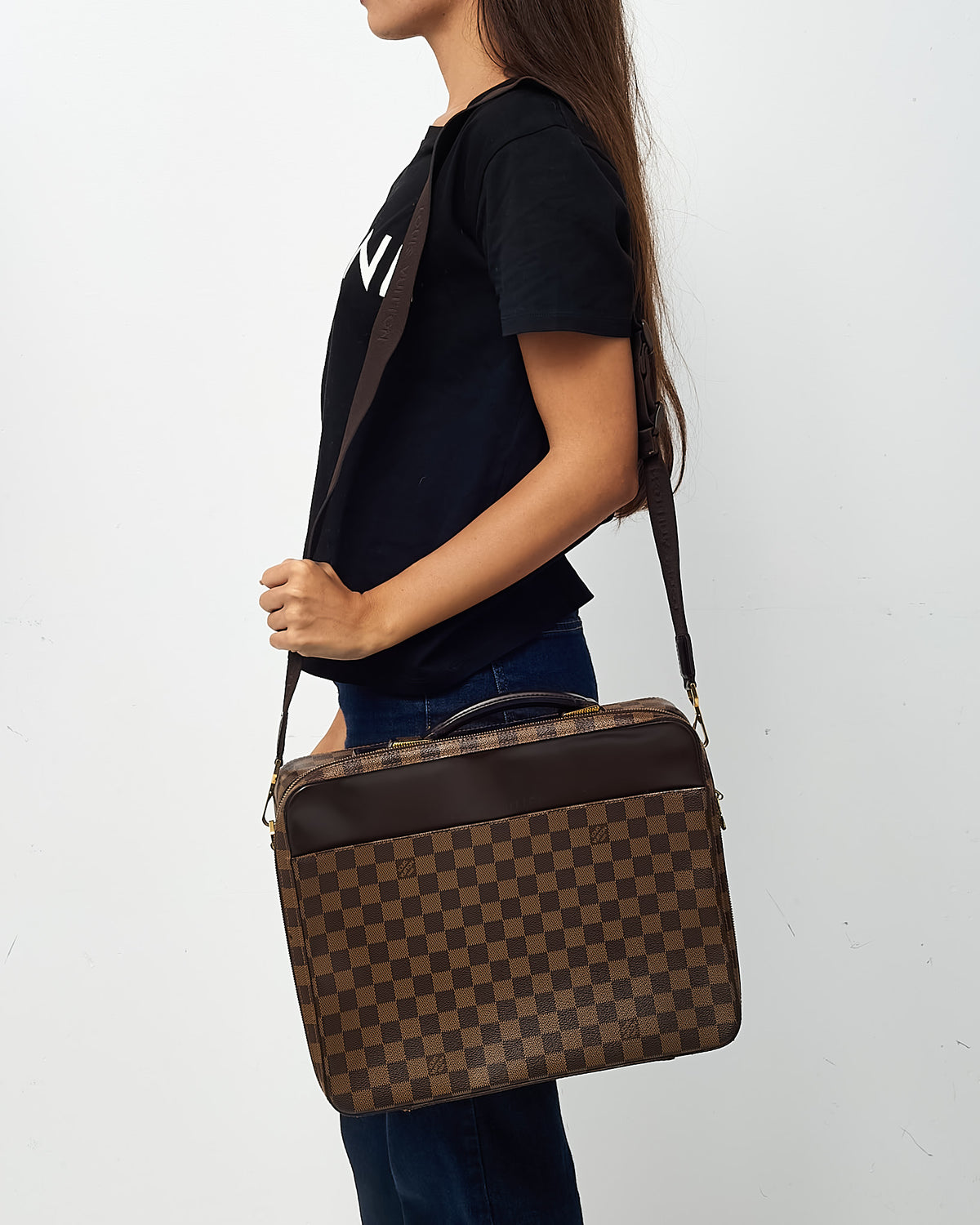 Louis Vuitton Damier Canvas Porte Ordinateur Sabana Computer Case Shoulder Bag