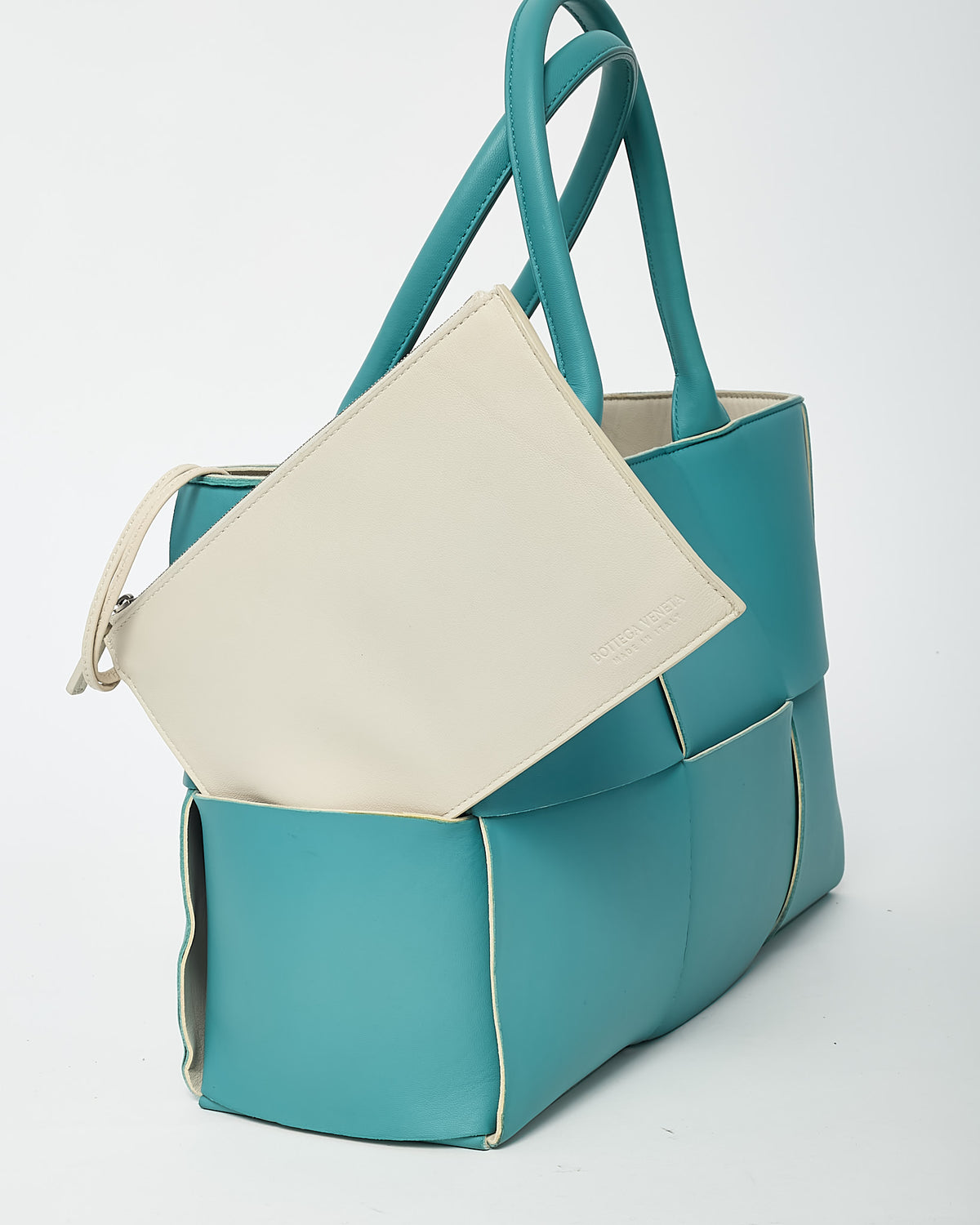 Bottega Veneta Blue Maxi Intrecciato Leather Medium Arco Tote