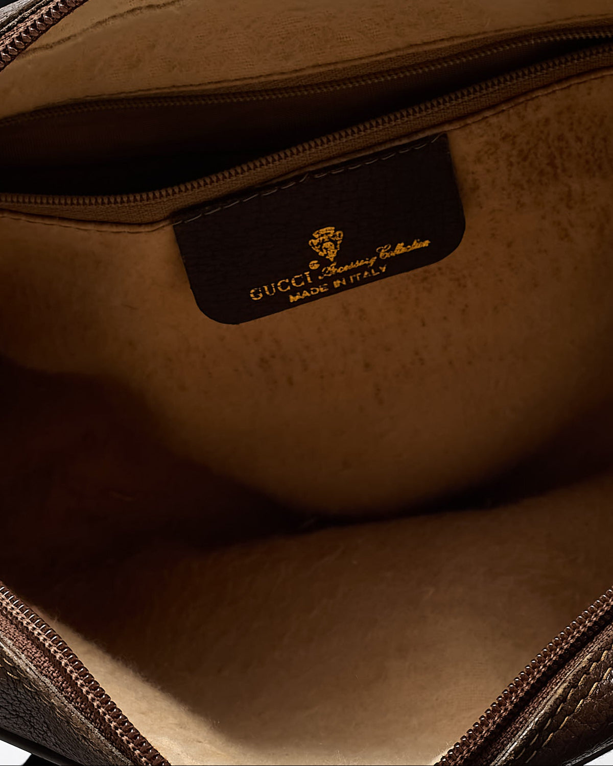 Gucci Vintage Beige and Brown GG Supreme Monogram Canvas Sherry Line Crossbody Camera Bag