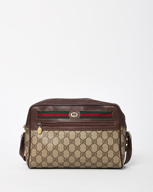 Gucci Vintage Beige and Brown GG Supreme Monogram Canvas Sherry Line Crossbody Camera Bag