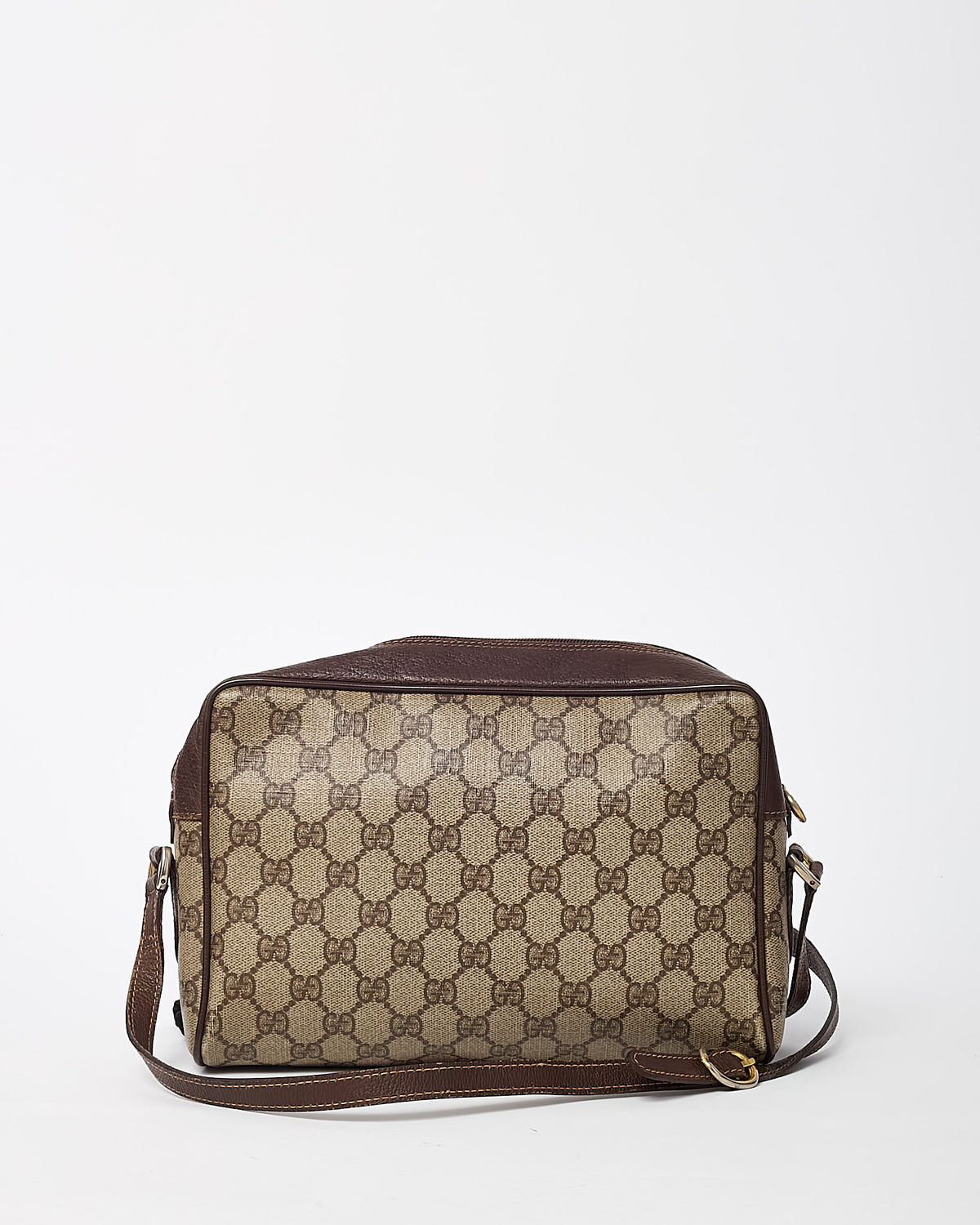 Gucci Vintage Beige and Brown GG Supreme Monogram Canvas Sherry Line Crossbody Camera Bag