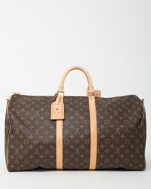 Louis Vuitton Monogram Coated Canvas Keepall Bandoulière 55 Bag