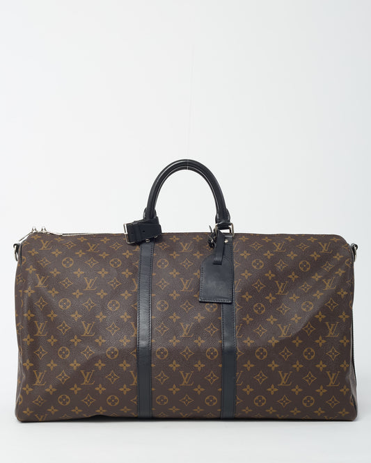 Louis Vuitton Monogram Macassar Coated Canvas Keepall Bandoulière 55 Bag