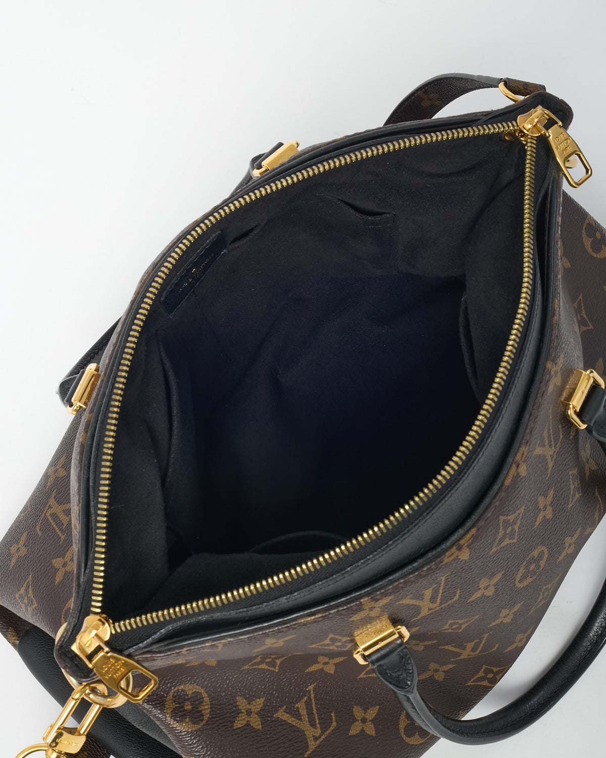 Louis Vuitton Black Leather and Monogram Canvas Pallas MM Bag with Strap