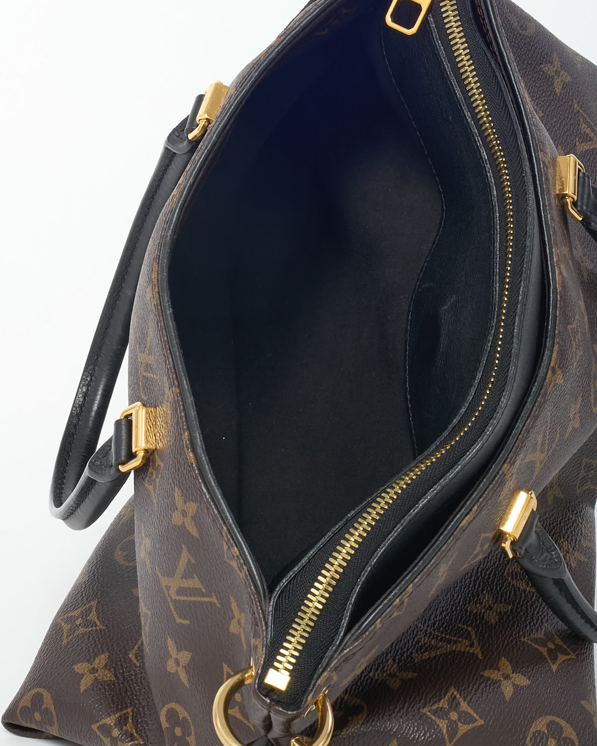 Louis Vuitton Black Leather and Monogram Canvas Pallas MM Bag with Strap