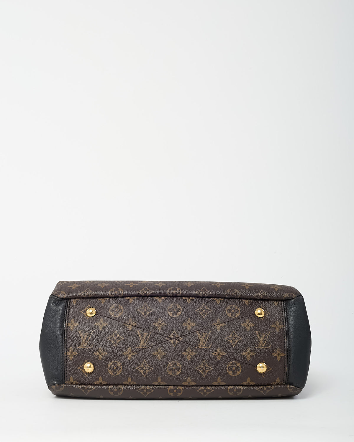 Louis Vuitton Black Leather and Monogram Canvas Pallas MM Bag with Strap