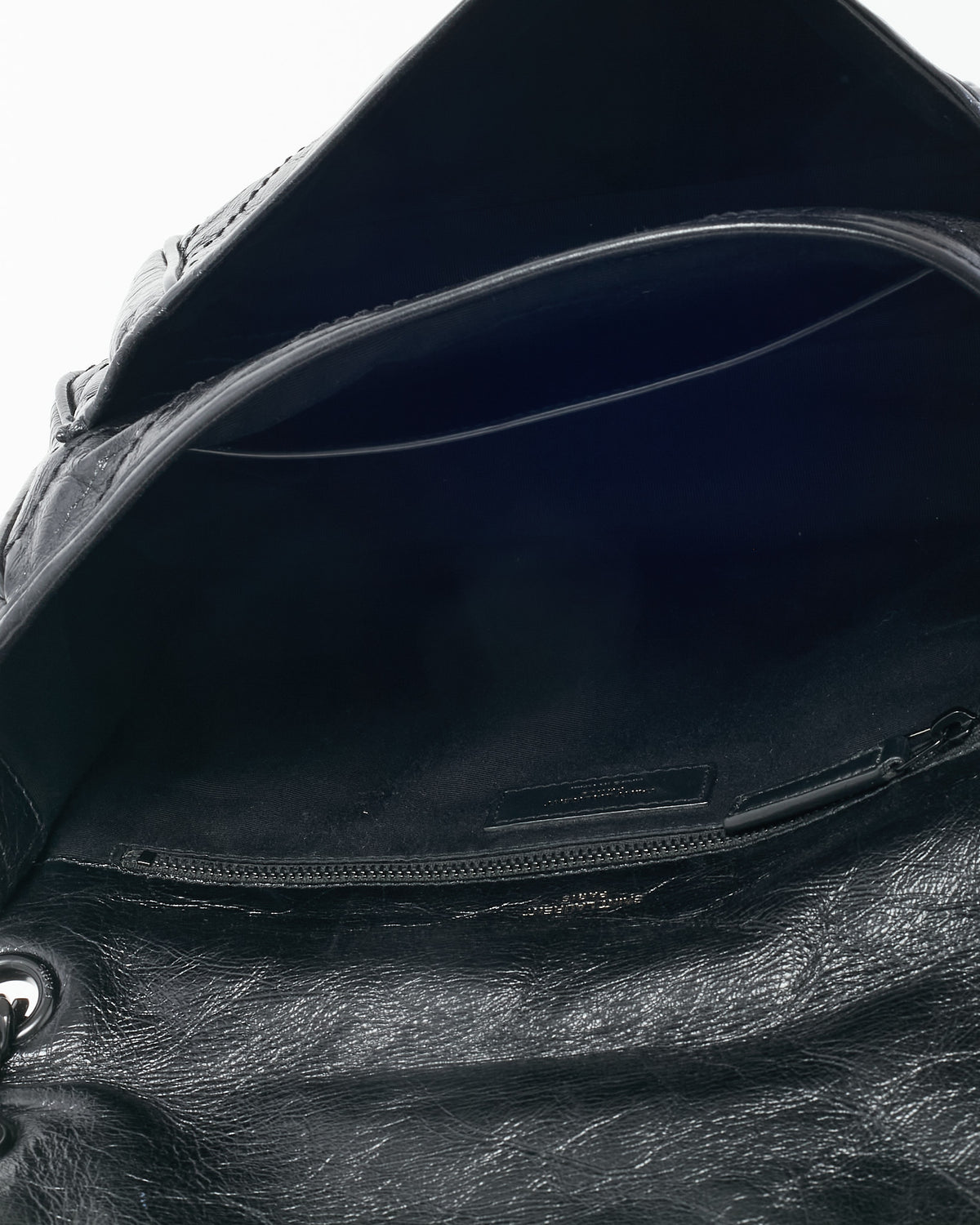 Saint Laurent Black Crinkle Vintage Calf Leather Medium Nikki Bag