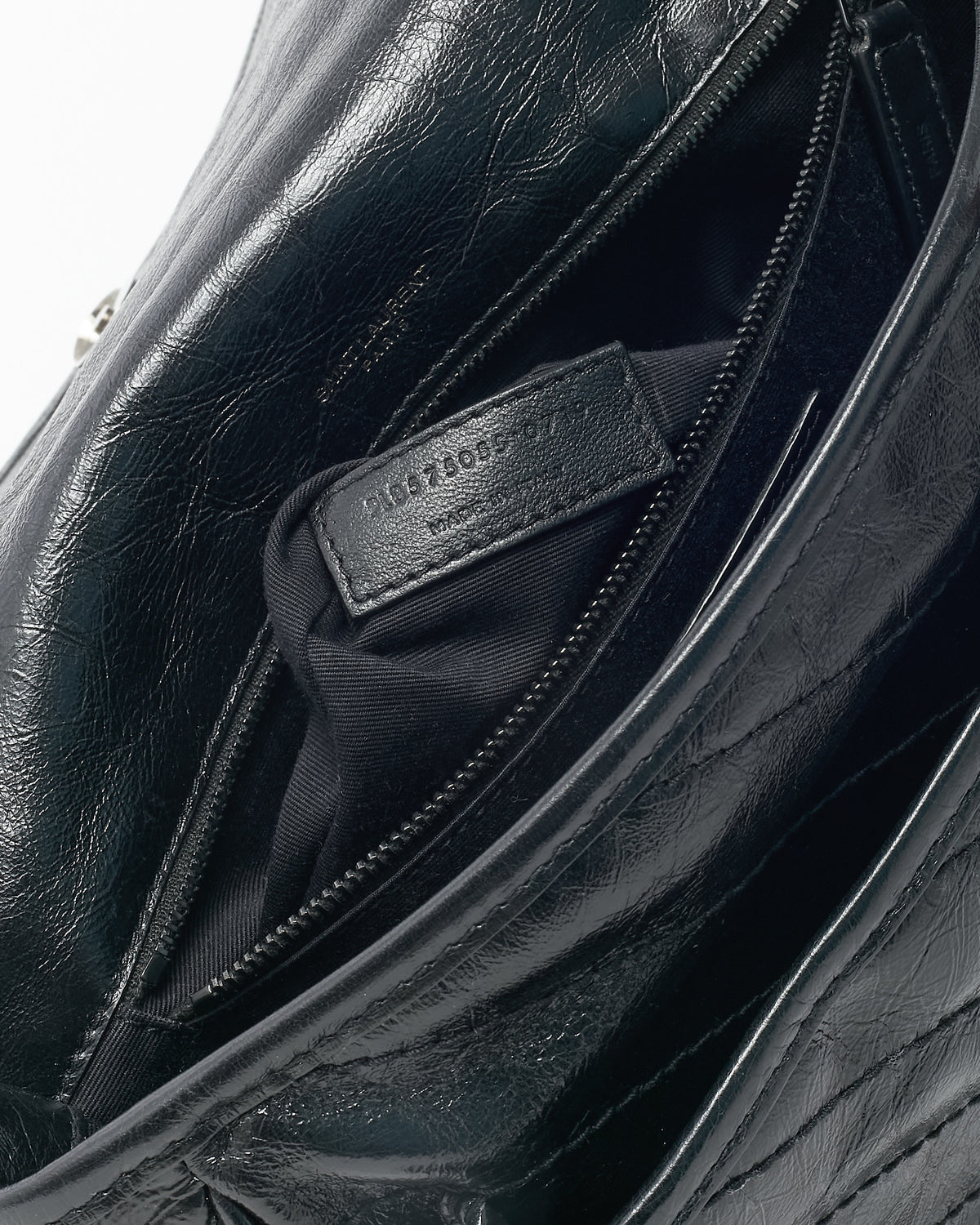 Saint Laurent Black Crinkle Vintage Calf Leather Medium Nikki Bag
