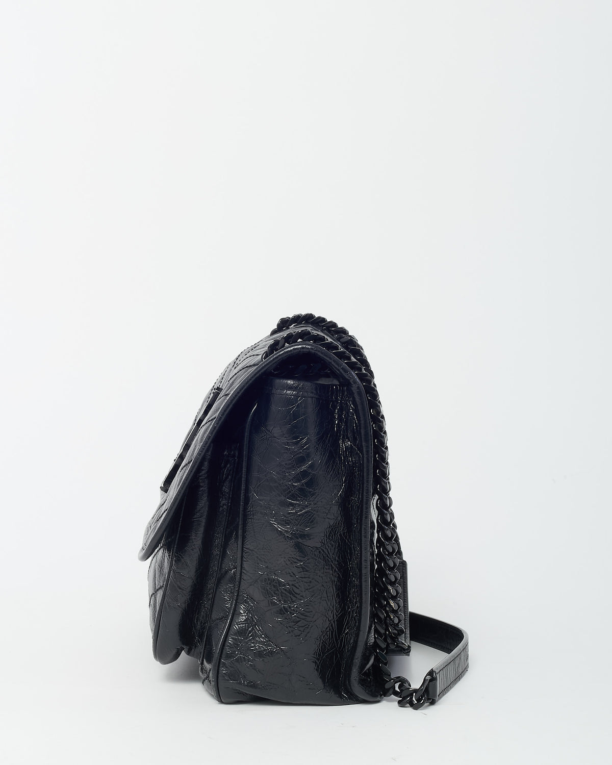 Saint Laurent Black Crinkle Vintage Calf Leather Medium Nikki Bag