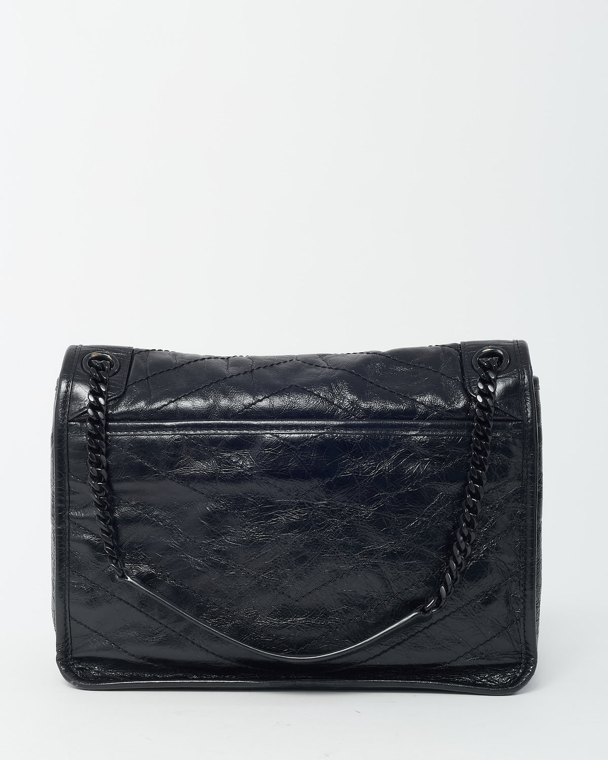 Saint Laurent Black Crinkle Vintage Calf Leather Medium Nikki Bag