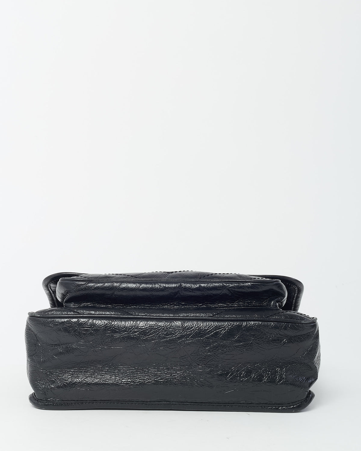 Saint Laurent Black Crinkle Vintage Calf Leather Medium Nikki Bag