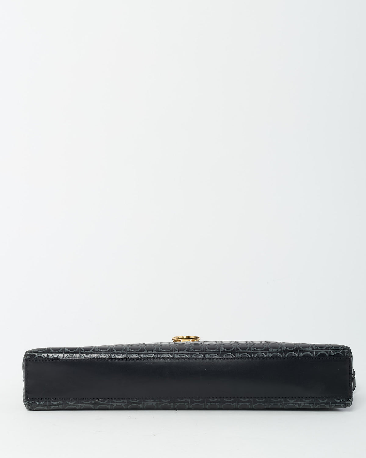 Salvatore Ferragamo Black Gancini Embossed Leather Shoulder Bag