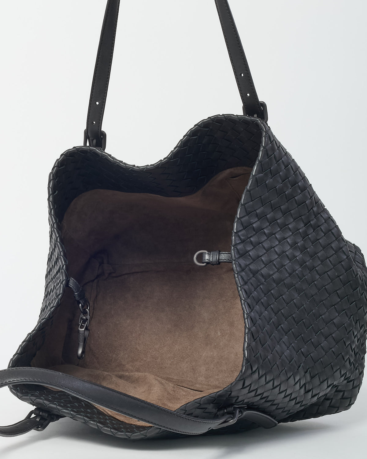 Bottega Veneta Black Intrecciato Leather Shoulder Bag