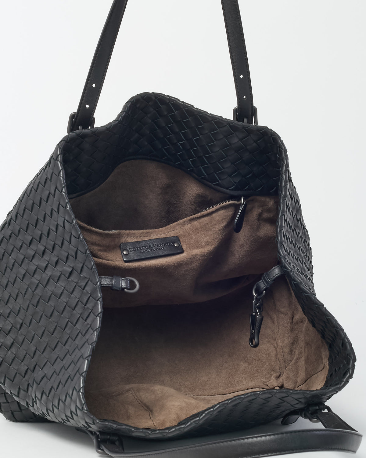 Bottega Veneta Black Intrecciato Leather Shoulder Bag