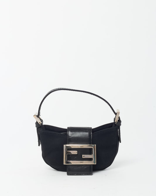 Fendi Vintage Satin SHW FF Logo Mini Half Moon Baguette