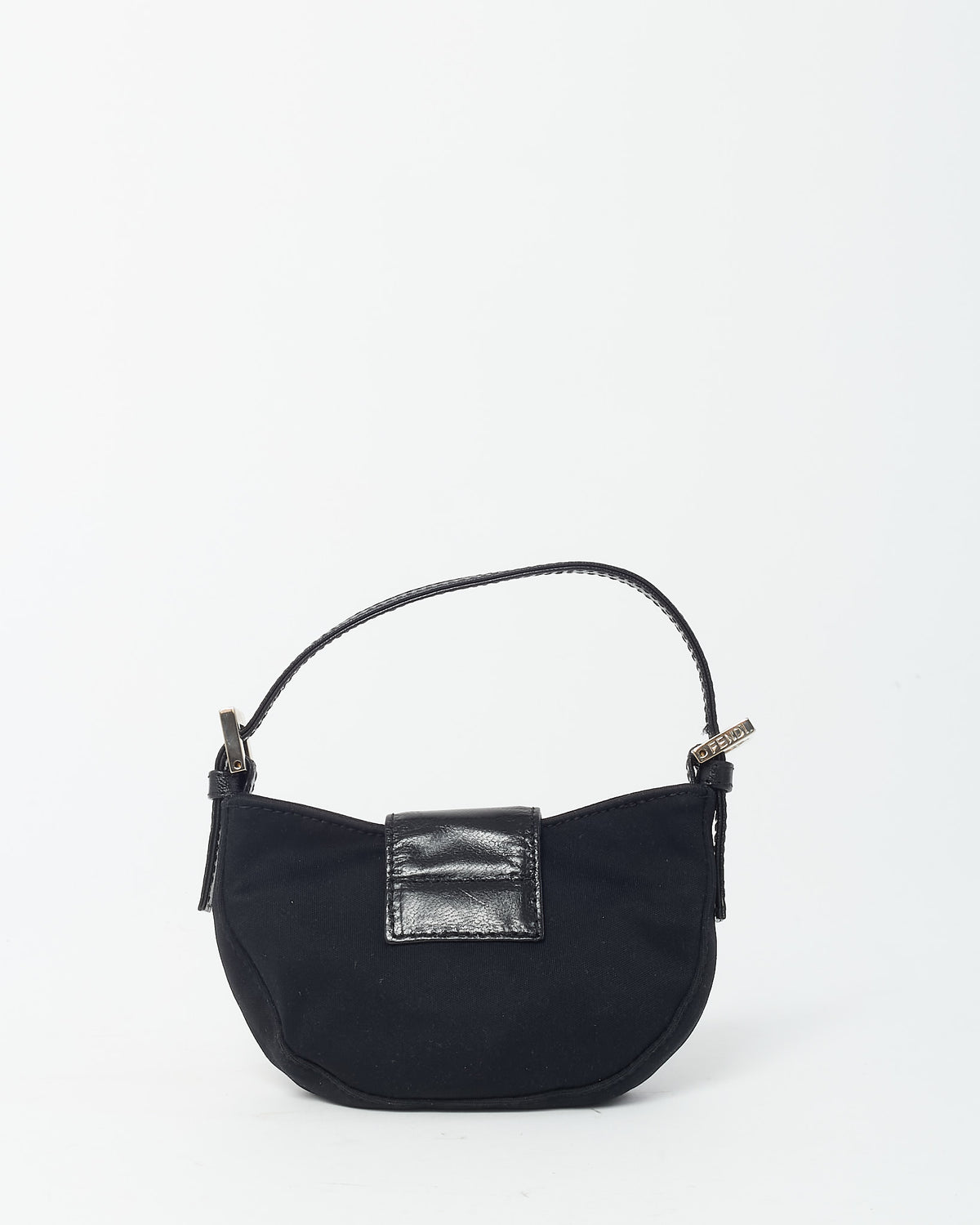 Fendi Vintage Satin SHW FF Logo Mini Half Moon Baguette