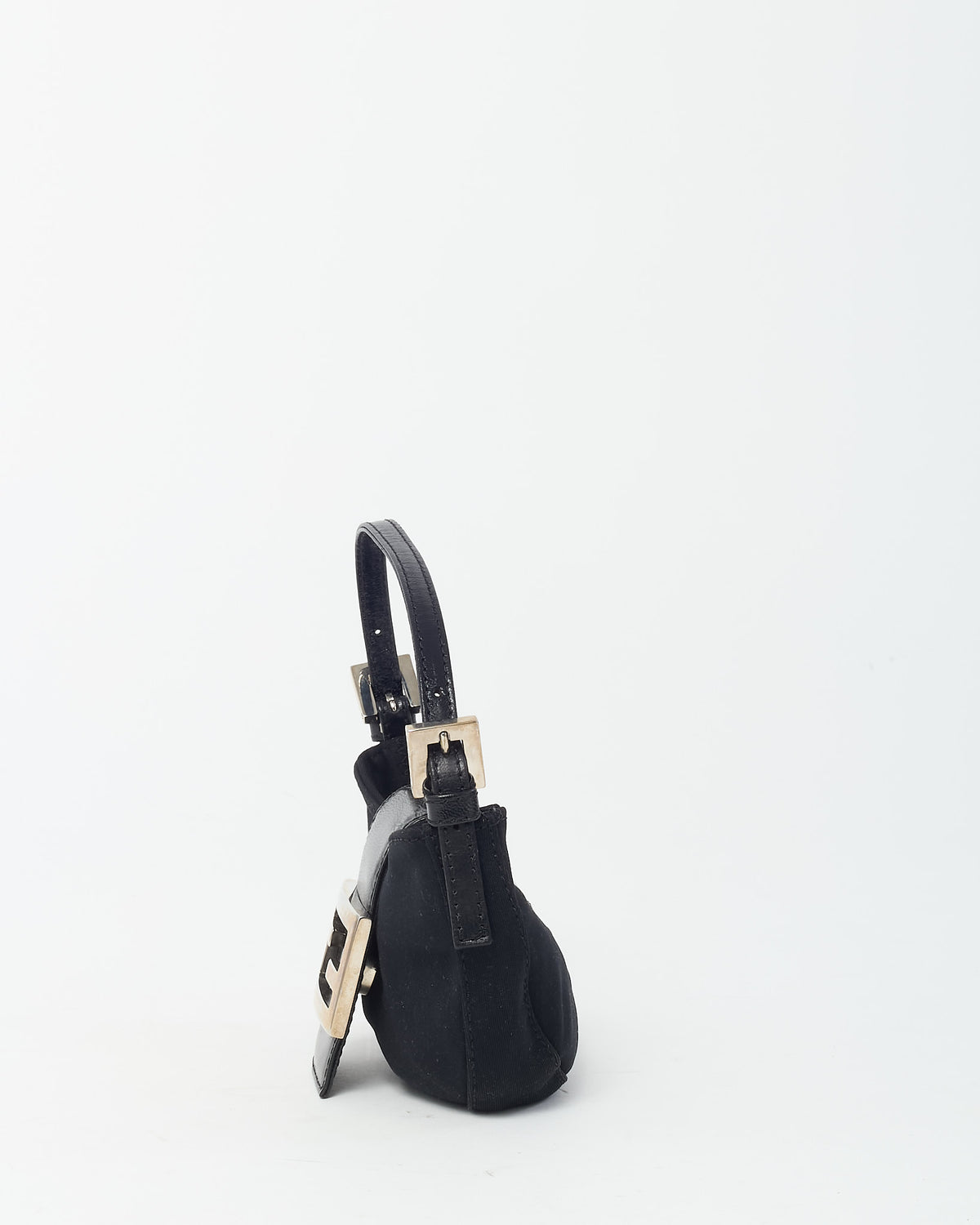 Fendi Vintage Satin SHW FF Logo Mini Half Moon Baguette